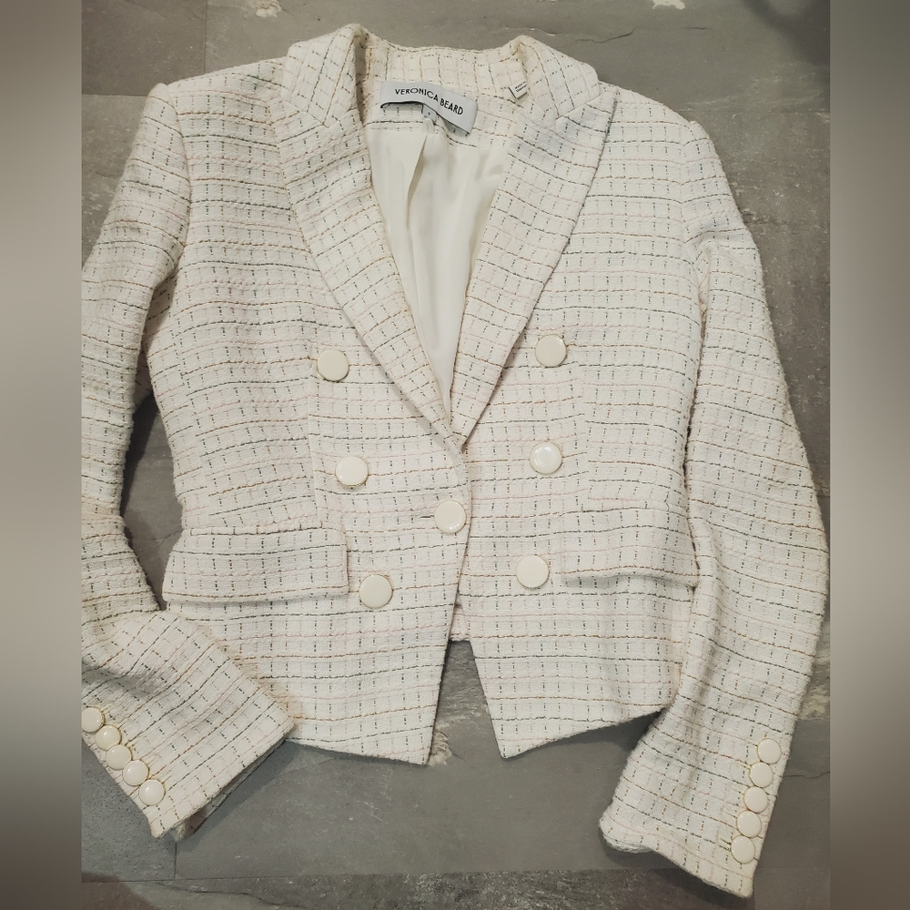 Veronica Beard Diego Dickey Jacket. Long Sleeve Blazer. Tweed. Cotton. Size 2. - Picture 4 of 16